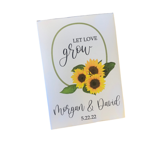 Sunflower with Gold Frame Wedding Seed Packets