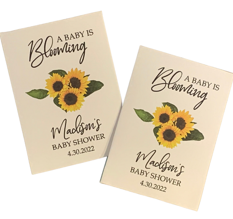 Baby Shower Seed Packets with floral sunflower design