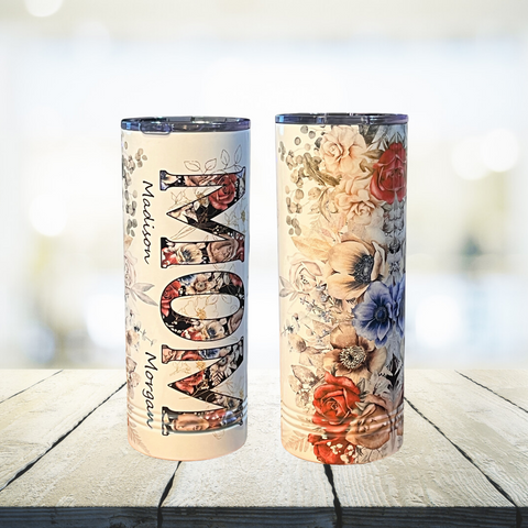 22 oz skinny tumbler - Mother's Day Design Floral