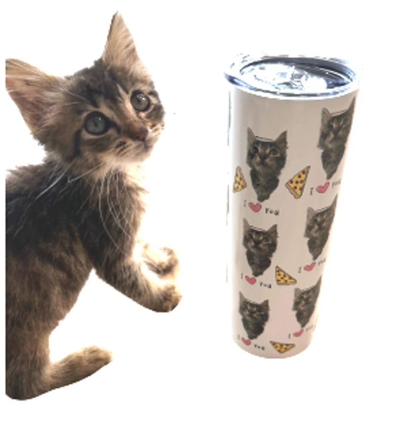 20 oz Pizza Crust the cat tumbler