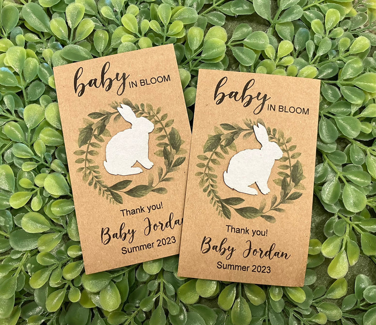 Plantable woodland baby shower favors