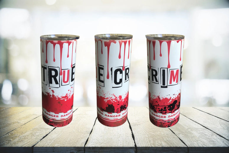 22 oz skinny tumbler - True Crime Tumbler design