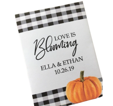 Buffalo Plaid with orange pumpkin wedding Seed Packets