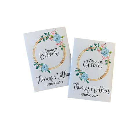 Blue Floral Baby Shower Seed Packets