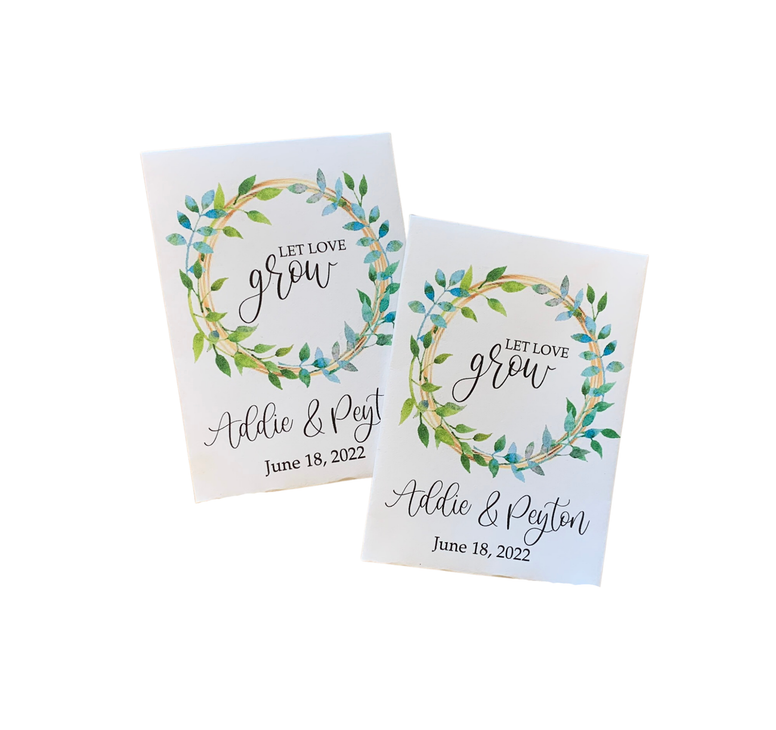 Green Floral Wreath Wedding Seed Packets