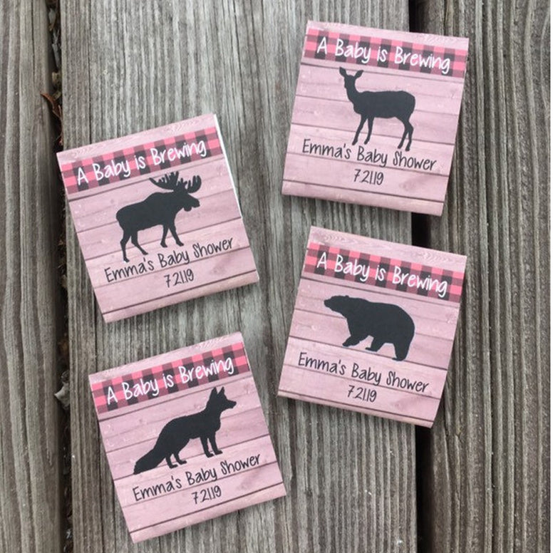 personalized buffalo plaid baby shower seed packets favors