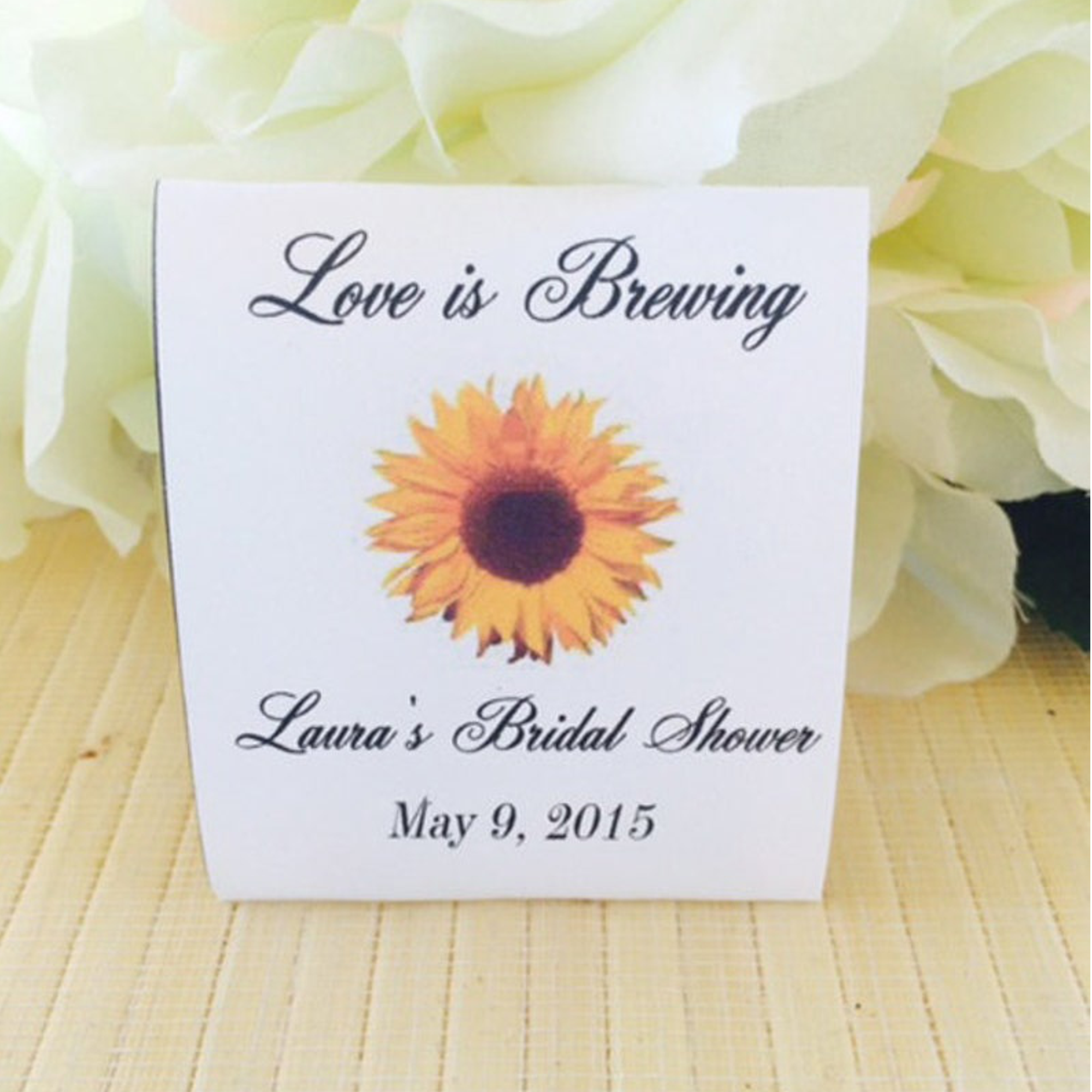 flower seed packets for bridal shower favors Sunflower Tea Packet Bridal Shower Favors – Favor Universe
