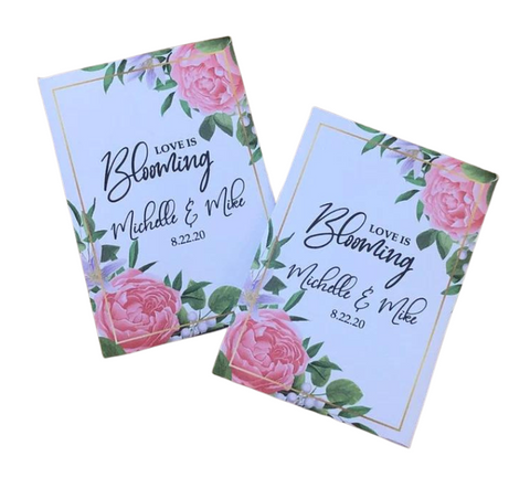 pink rose wedding seed packets flower favors