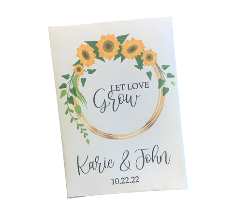 Gold frame circular Sunflowers Wedding Seed Packets