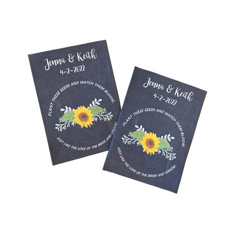 Sunflower Wedding Seed Packets Favors Chalkboard
