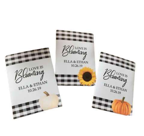 Buffalo Plaid with orange pumpkin wedding Seed Packets