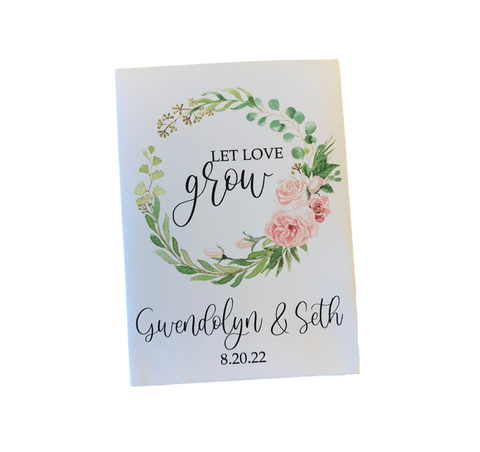 Pink Wreath Wedding Seed Packets