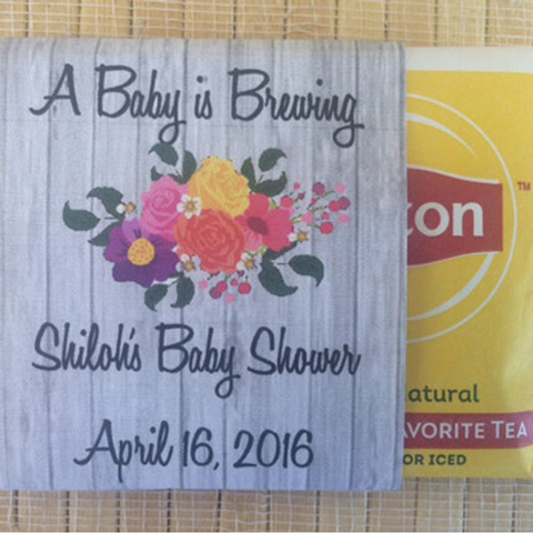 Wood Floral Tea Packet Favors