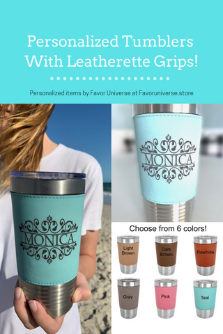 Tumbler with leatherette - bridesmaid gift and bride gift