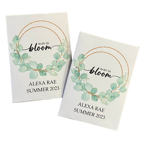 NEW Eucalyptus with gold hoops Baby Shower Seed Packets