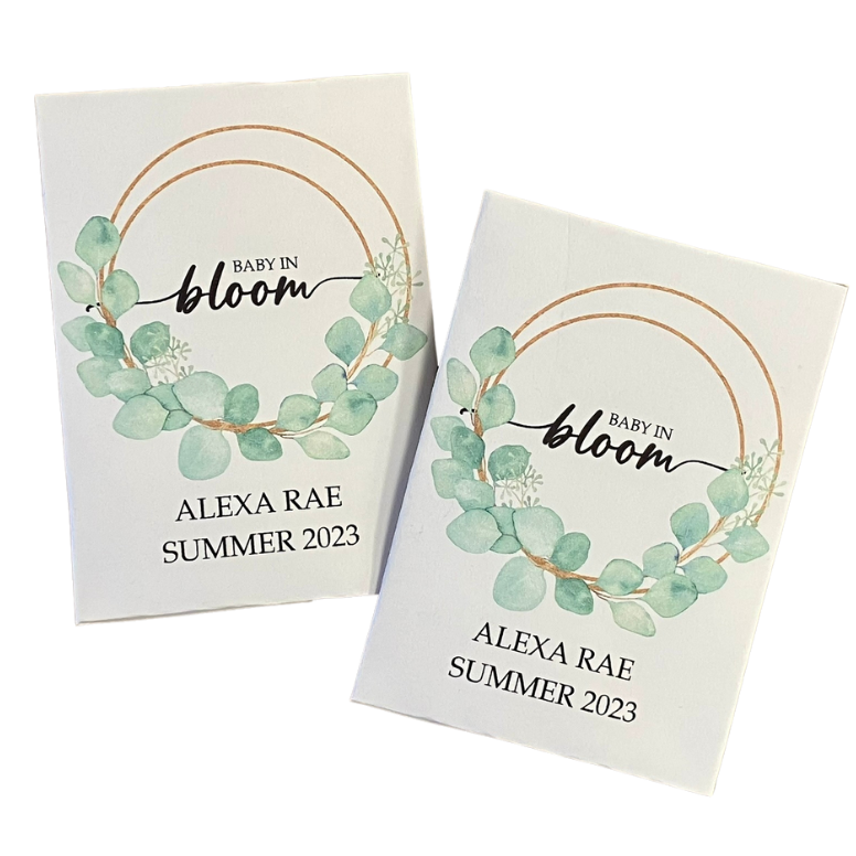 NEW Eucalyptus with gold hoops Baby Shower Seed Packets