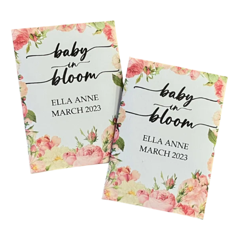 NEW Pink Rose Border Baby Shower Seed Packets