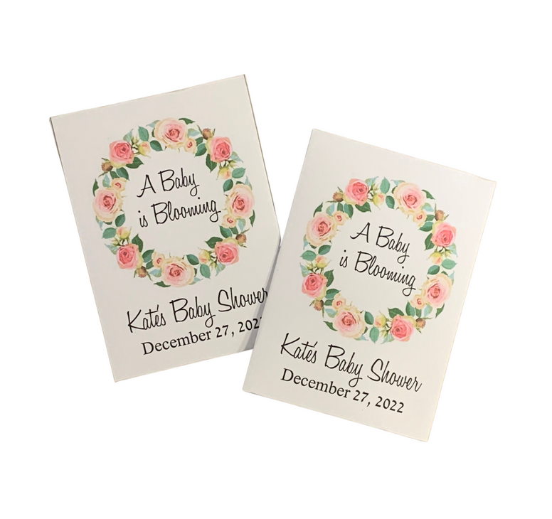 Pink Wreath Baby Shower Seed Packets Floral Favors