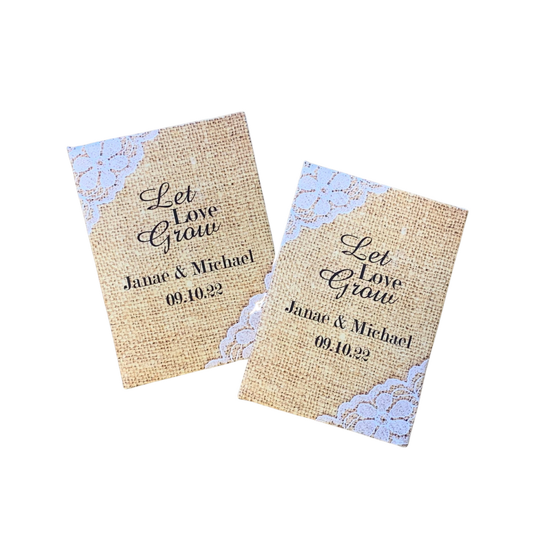 Burlap and Lace Wedding Seed Packets