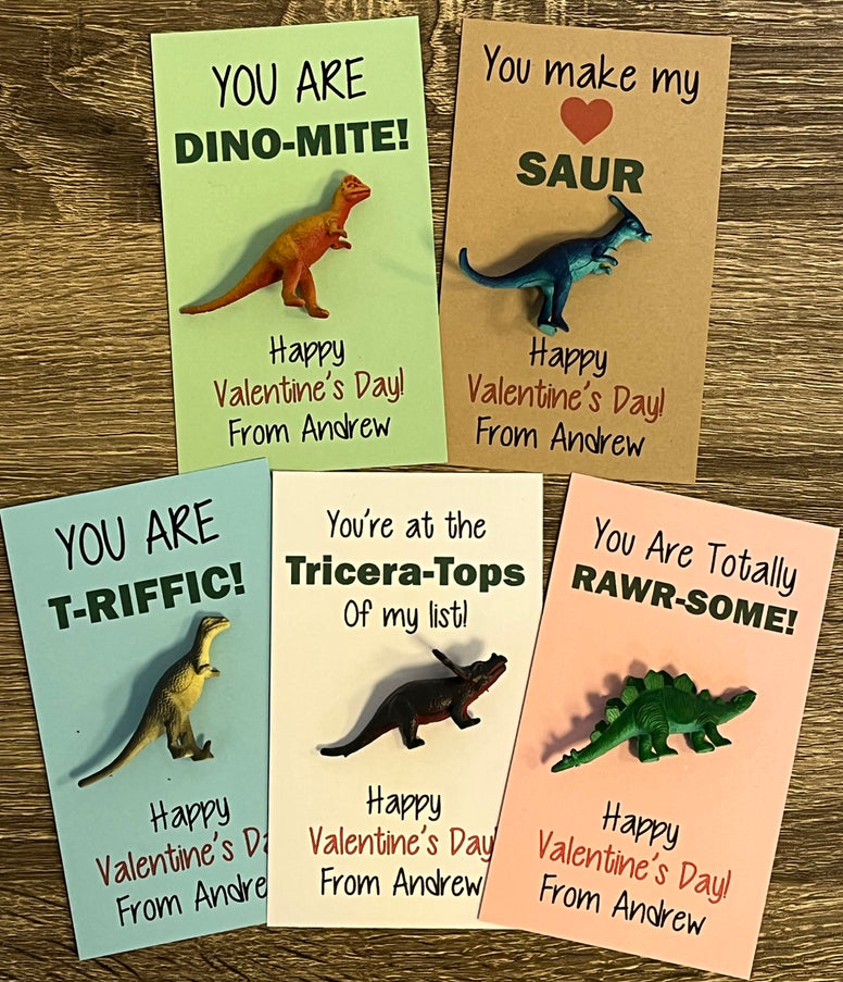 Dinosaur valentine cards - Dinosaur party favors