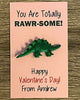 Dinosaur valentine cards - Dinosaur party favors
