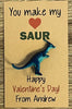 Dinosaur valentine cards - Dinosaur party favors