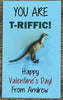 Dinosaur valentine cards - Dinosaur party favors