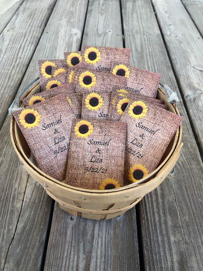 Burlap With Sunflowers Seed Packets