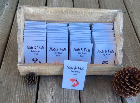 fox baby shower seed packets woodland favors