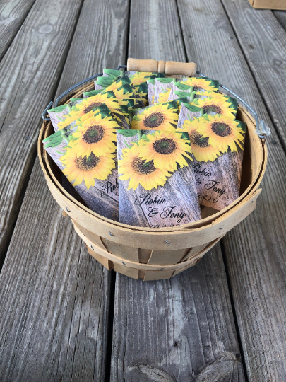 Rustic Sunflower Wedding Seed Packets