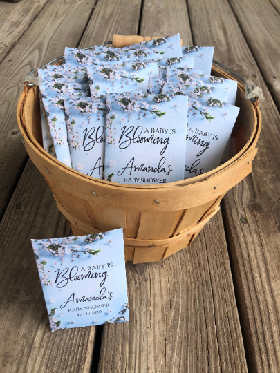 Blue Floral  Baby Shower Seed Packet Favors
