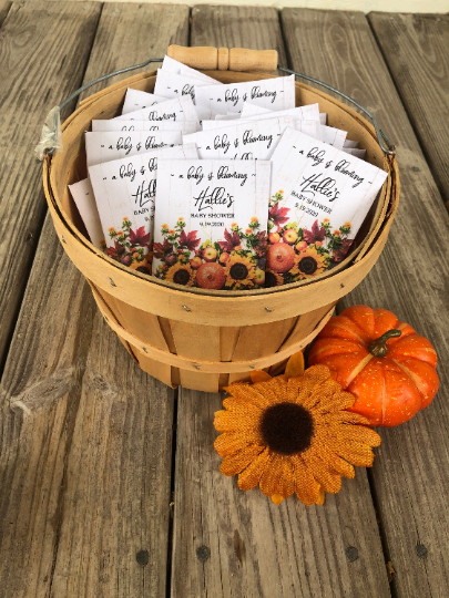 Pumpkin and Sunflower Fall Baby Shower Seed Packet Favors – Favor