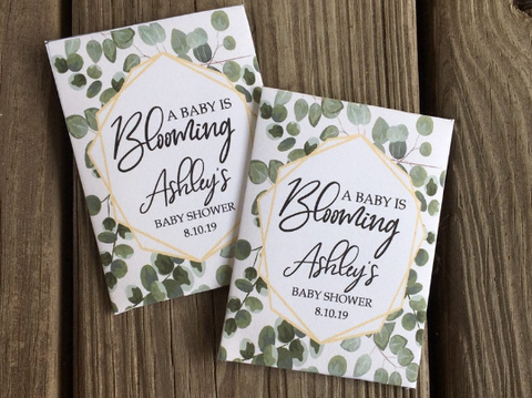 Custom eucalyptus Baby Shower Favors : greenery design