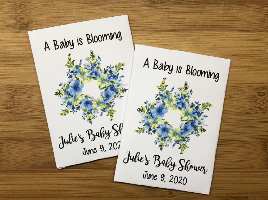 Blue Baby Shower Seed Packets