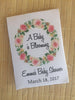Pink Wreath Baby Shower Seed Packets Floral Favors