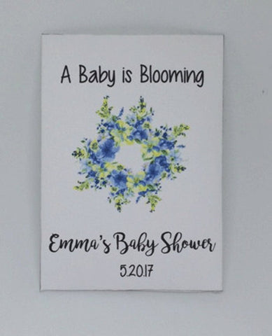 Baby Shower Blue Floral Seed Packet Favors
