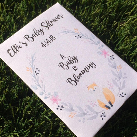 fox baby shower seed packets woodland favors