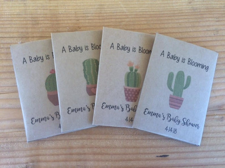kraft paper succulent baby shower seed packets