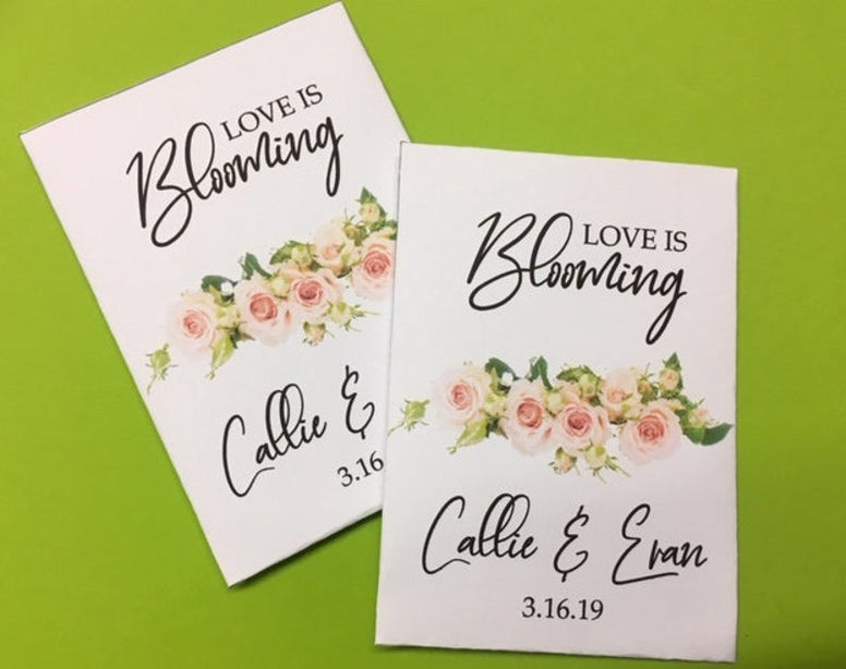 pink rose wedding  seed packets favors