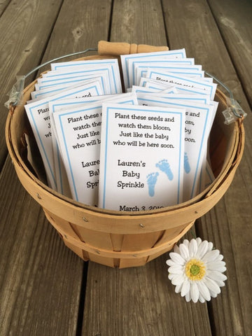 Girl or boy Baby Shower Seed Packets Footprints Favors