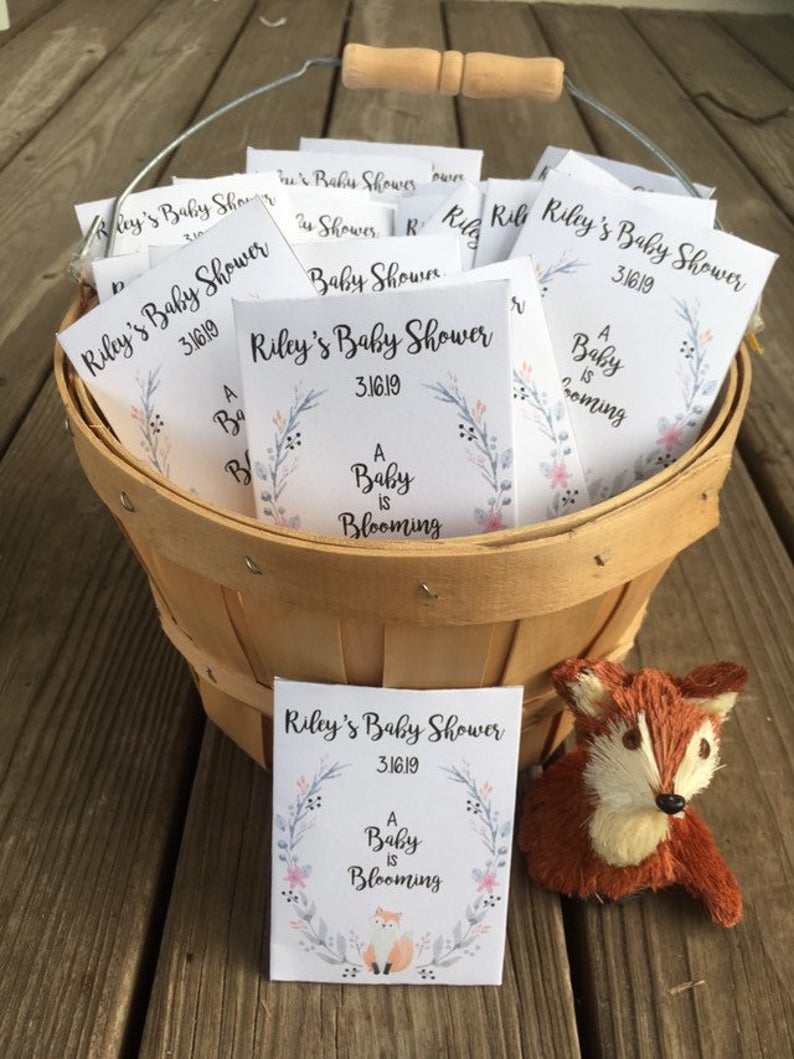 fox baby shower seed packets woodland favors