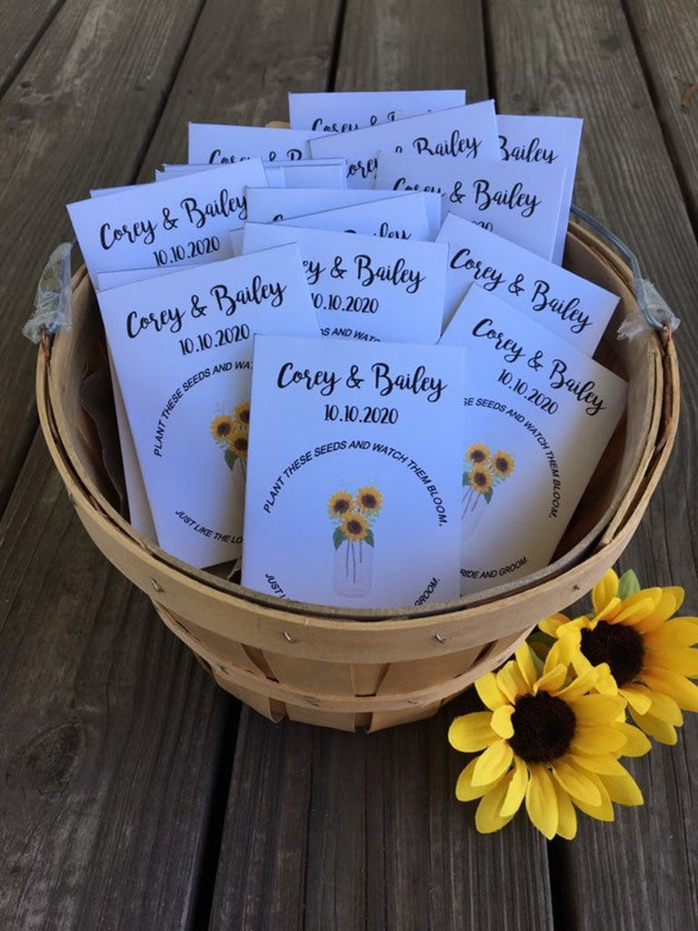 flower seeds as wedding favors Sunflower Wedding Favors Seed Packets