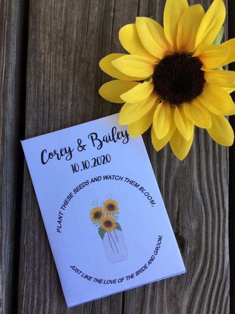 flower seed packets for bridal shower favors Sunflower Wedding Favors Seed Packets – Favor Universe