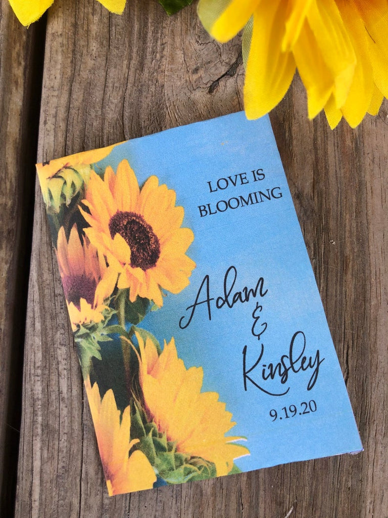 flower seeds as wedding favors Sunflower Wedding Favors Vase Seed Packets – Favor Universe
