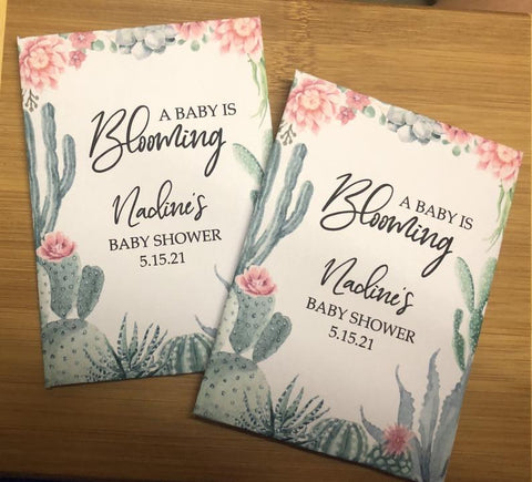 Succulent Cactus Baby Shower Seed Packets Favors