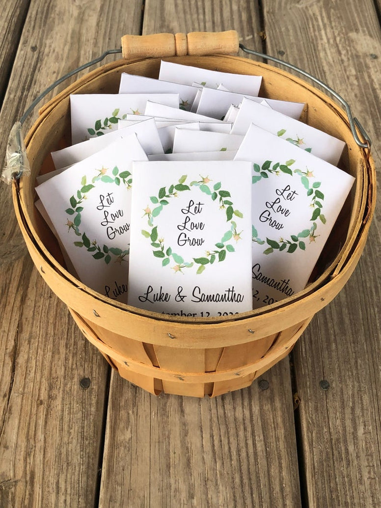Floral Pink Burlap Wreath Seed Packets Favors