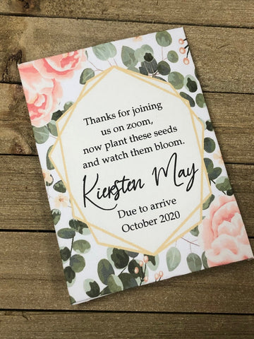 zoom virtual baby shower seed packets favor pink