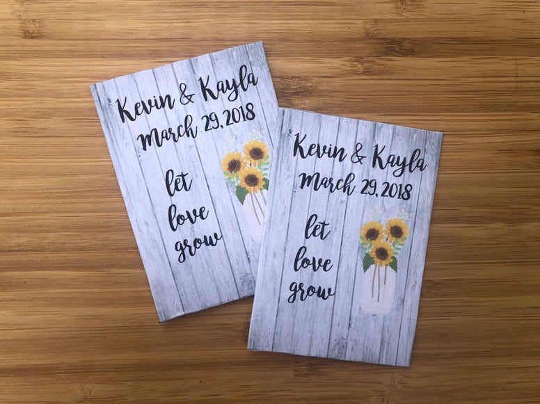 Sunflower Wood Design Seed Packet Favors