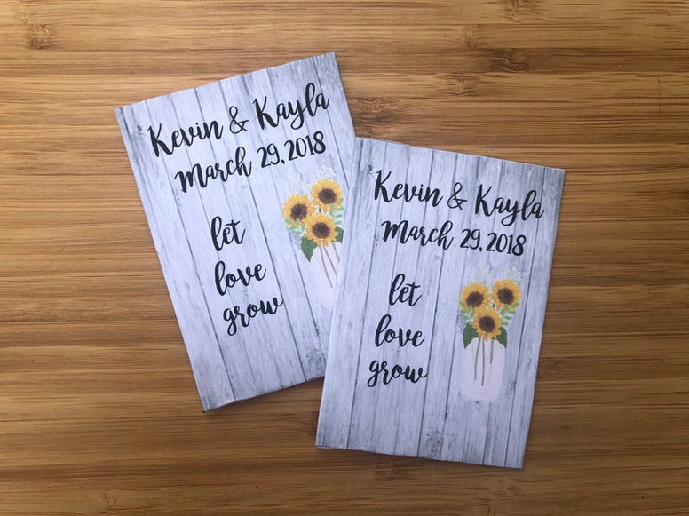 Sunflower Wood Design Seed Packet Favors