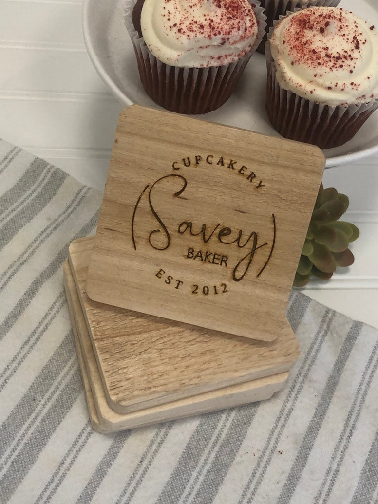 Corporate Logo Wood Coasters